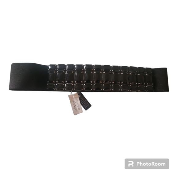 White House Black Market Women's Black Crystal Studded Waist Belt - Size S, Smal - Picture 1 of 2